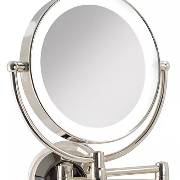 Zadro™ 10X/1X Dual-Sided Round LED Lighted Wall Mount Mirror in Polished Nickel - Picture 2 of 10